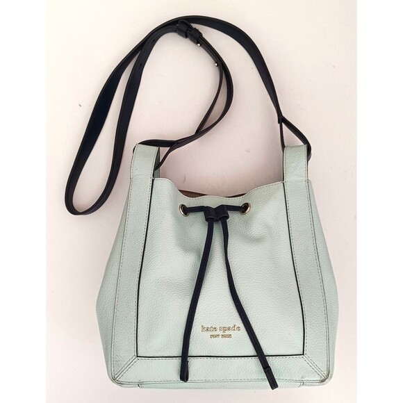 kate spade new york Handbags - Kate Spade New York Grab Bucket Crossbody Lt Blue/Navy Pebbled Leather